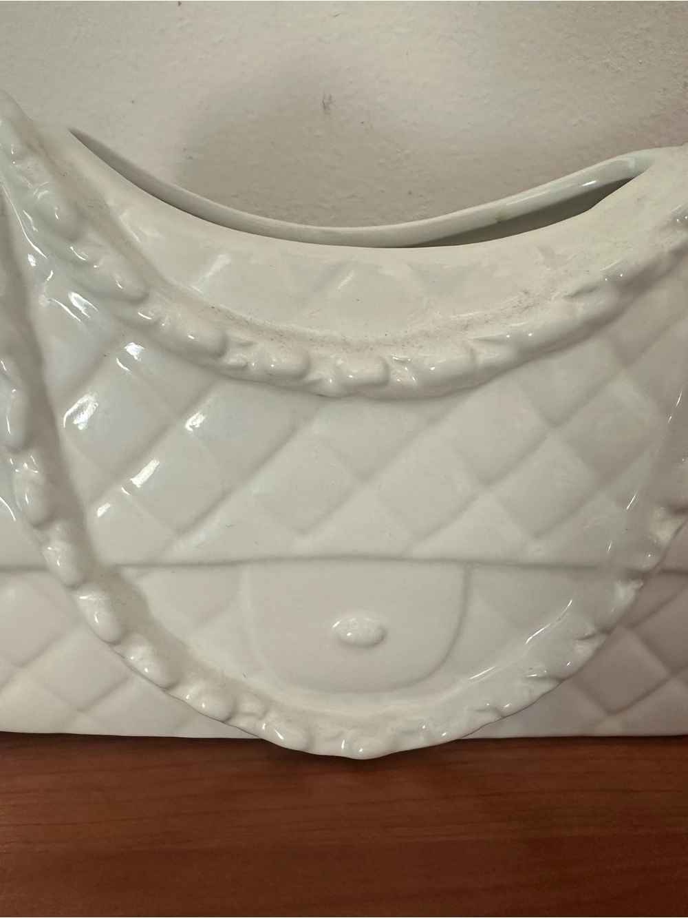 White Ceramic Handbag / Purse-Shaped Vase - Home Accents